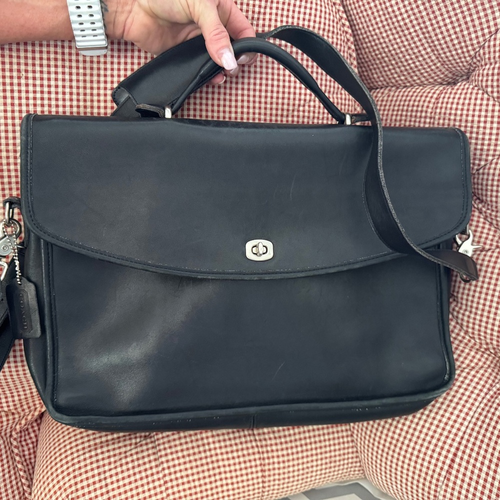 Vintage 90s Coach Beekman Briefcase Black Leather Bag